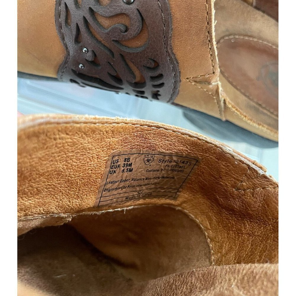 Womens Ariat Clogs Brown Tan Leather Mules Slip On Size 8 - Picture 12 of 12